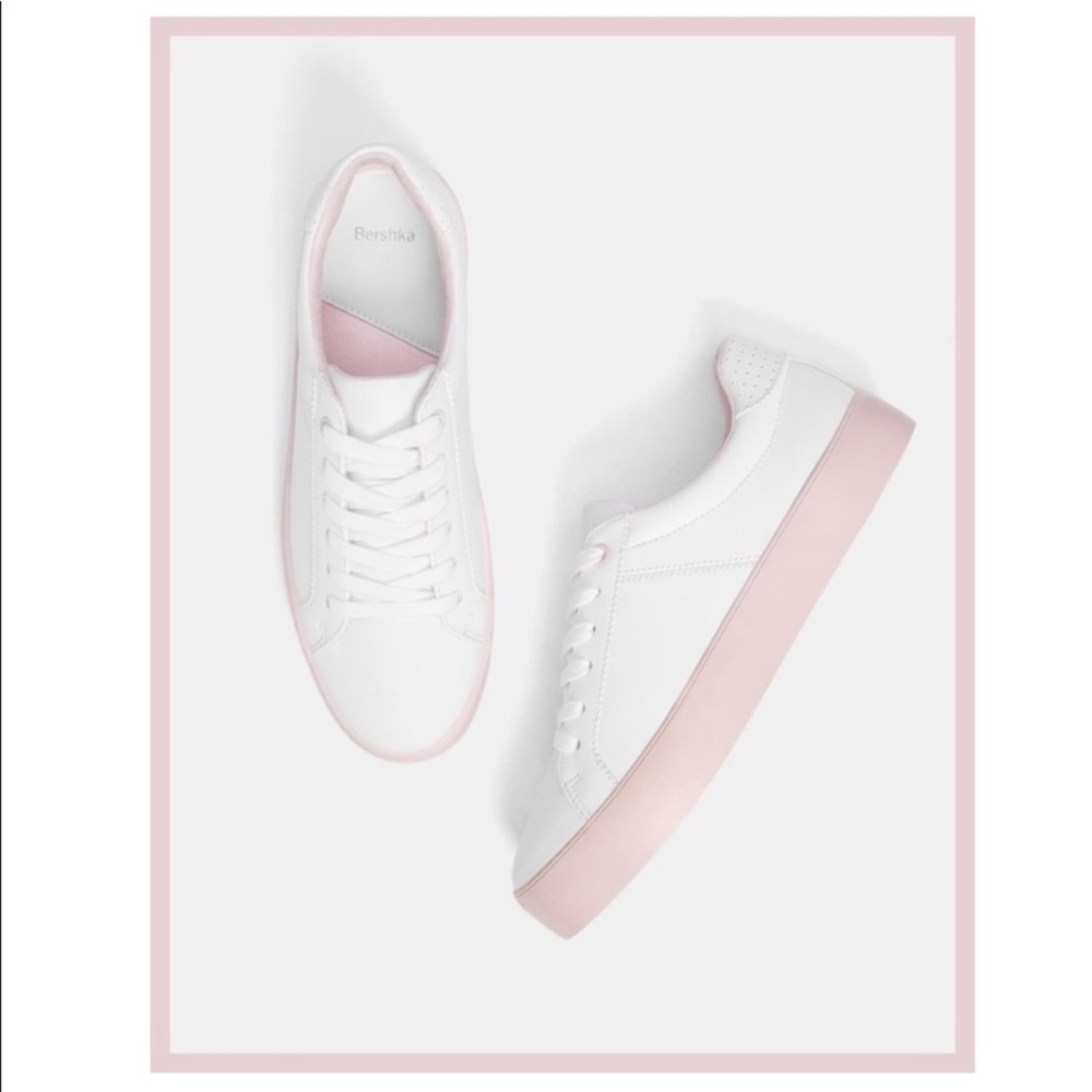 White and pink platform shoes.